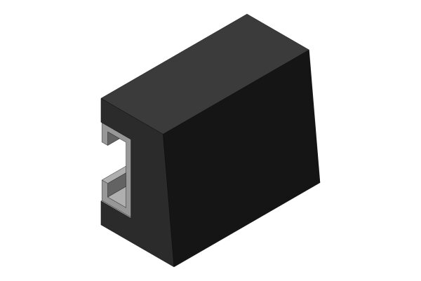 GMT Gummischiene, 60 x 40/34 x 80 mm, schwarz, mit einvulk. C-Profil 36750080 - PROBST Ersatzteile