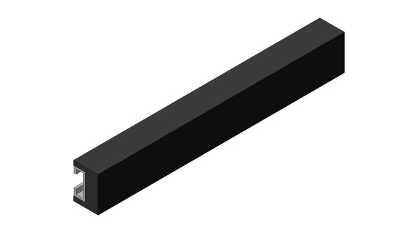 GMT Gummischiene, 50 x 35 x 350 mm, schwarz, mit einvulk. C-Profil 36710350 - PROBST Ersatzteile